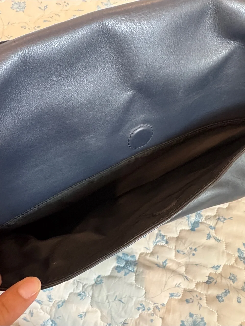 Michael Kors Navy Leather Messenger Bag